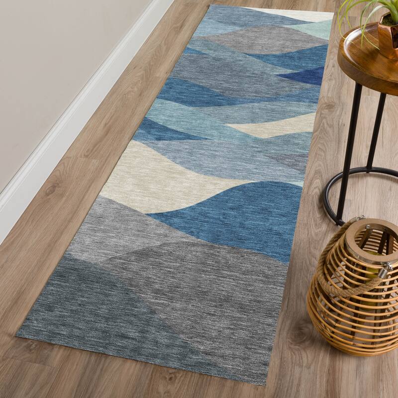 Machine Washable Indoor/ Outdoor Modern Horizon Chantille Rug
