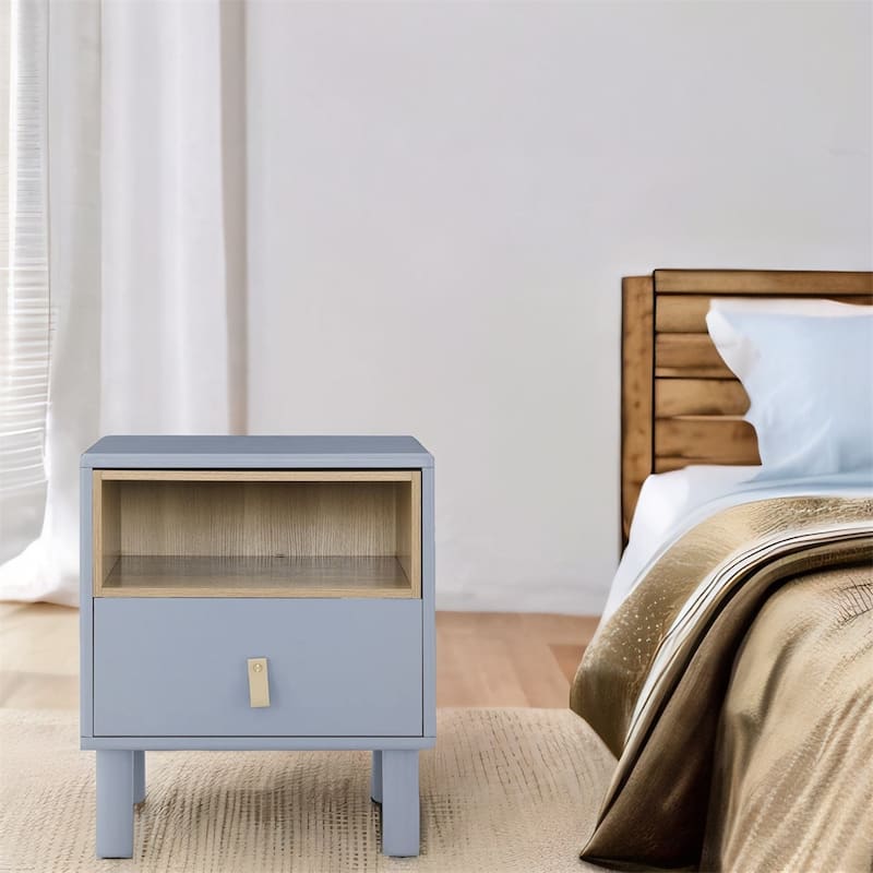 Single Drawer Bedside Table, Modern Wooden Style Bedside Table