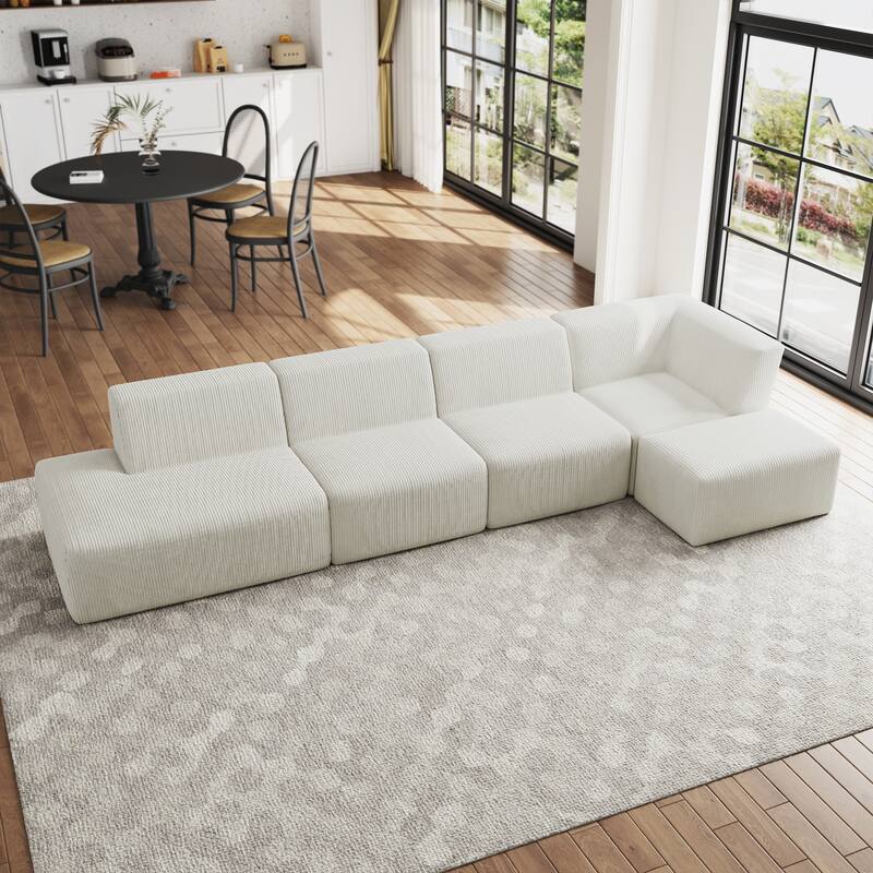 Oversized Corduroy Modular Sectional Fabric Sofa Set