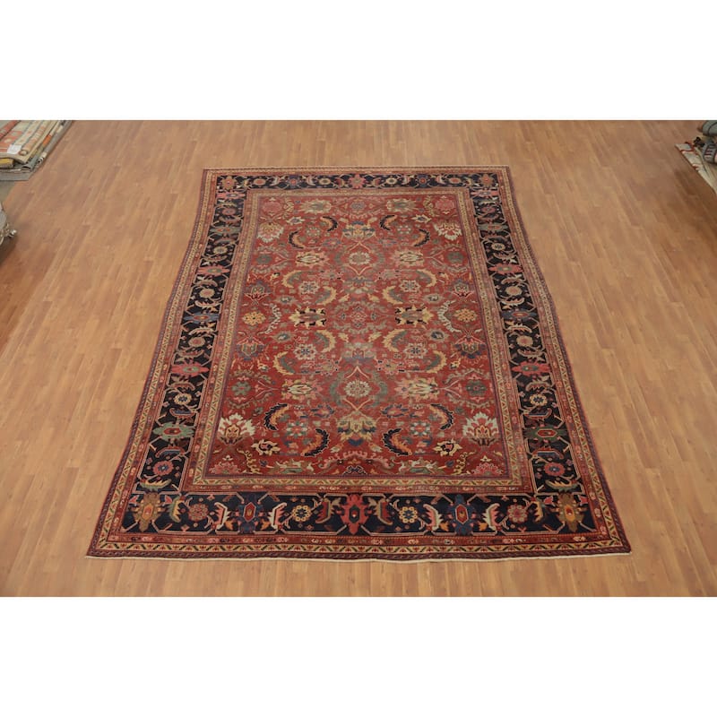 Hand Knotted Oriental 100% Wool Carpet Traditional Floral Oranges & Rust Sultanabad Area Rug - 13' 3'' X 9' 7''