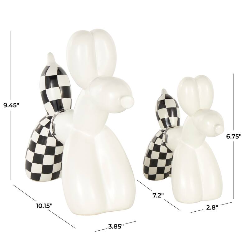 Gold Porcelain Ceramic Balloon Dog Sculpture (Set of 2) - Gold, Silver, White, Black, Multi Colored
