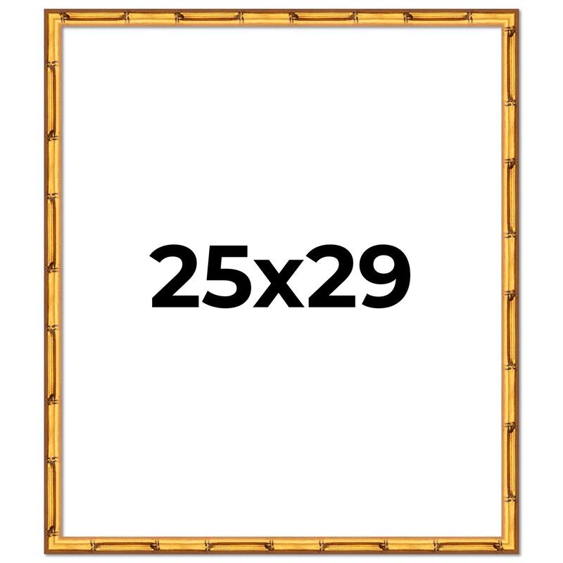 25x29 Frame Gold Bamboo Picture Frame Modern Photo Frame Includes UV Acrylic Shatter Guard Front Acid Free Foam Backing Board