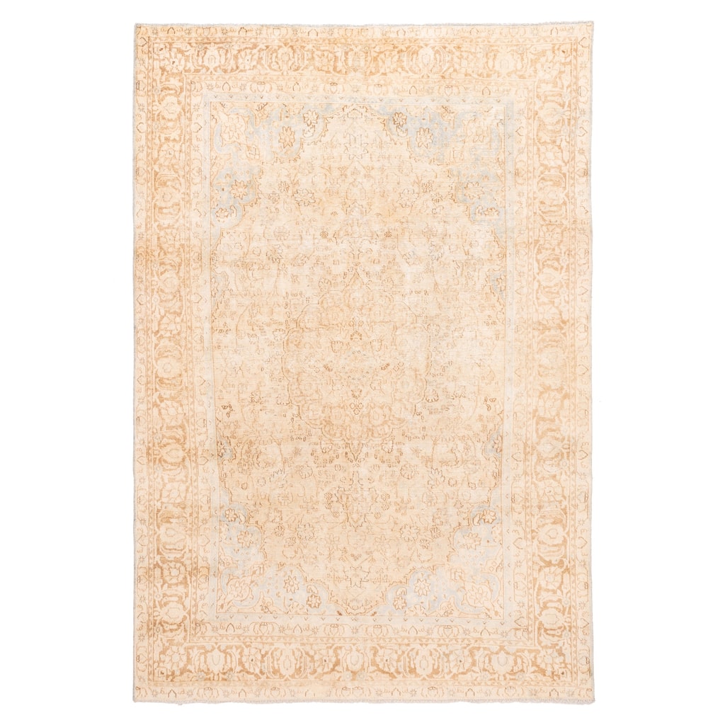 ECARPETGALLERY Hand-knotted Antalya Vintage Beige Wool Rug - 7'7 x 11'0