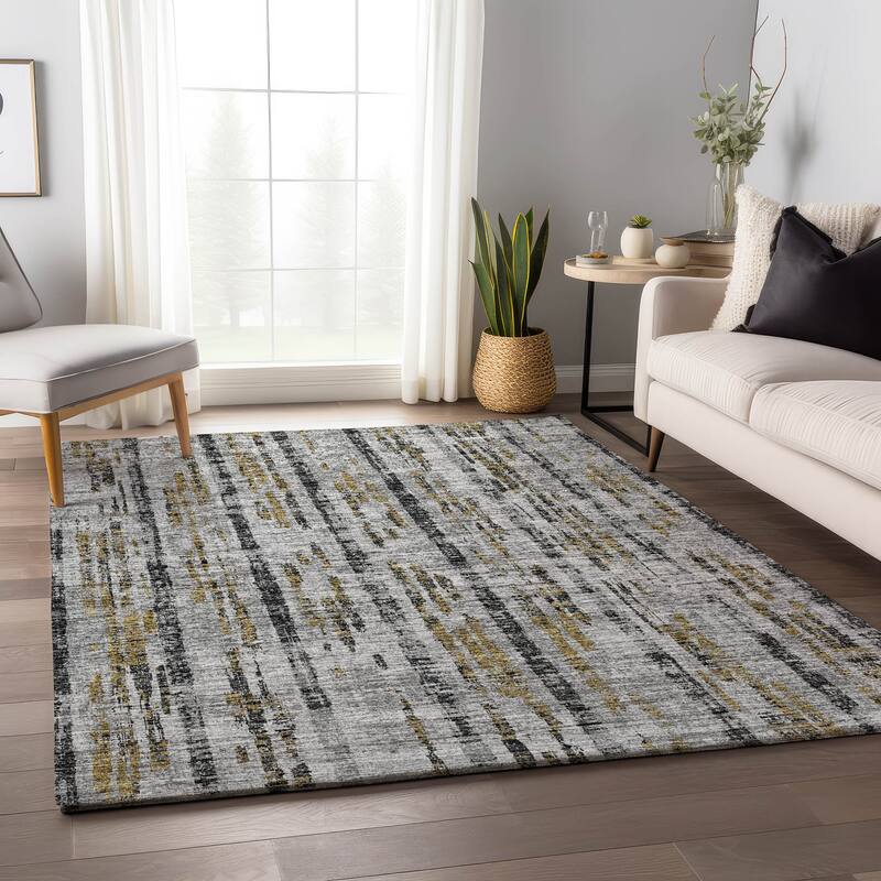Premium Washable Super Soft Abstract Contemporary Mayfield Rug - Silver - 10' x 14' - Rectangle