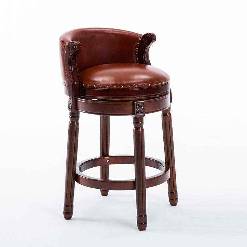 Seat height 26'' Cow top Leather Wooden Bar Stools