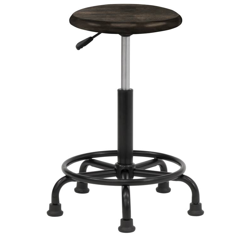Studio Designs Retro Wood Seat and Height Adjustment Stool - Distressed Black
