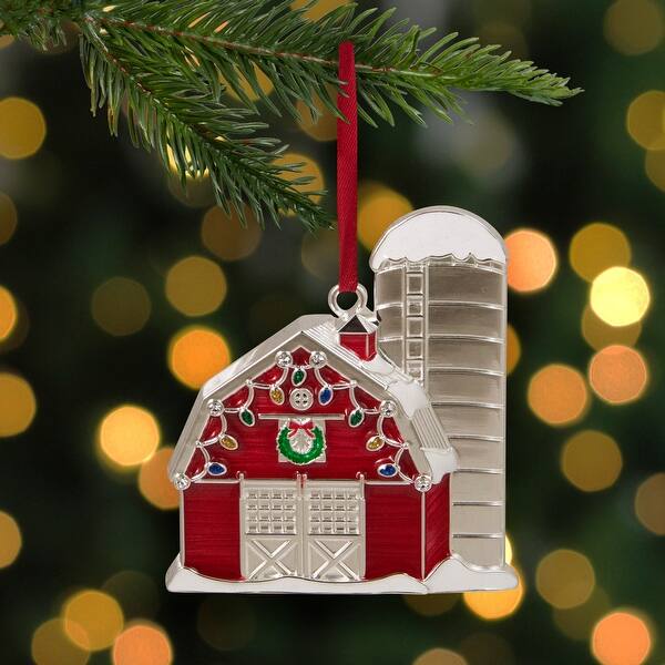 Shop 3 5 Red And White Barn House With Crystals Christmas