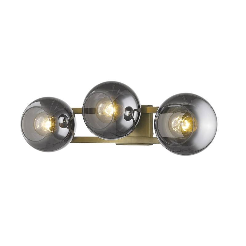Modern Brass Flush Mount Wall 3-Light with Smoke Glass Shades and Dimmable E26 Fixture Damp Rated Indoor Use