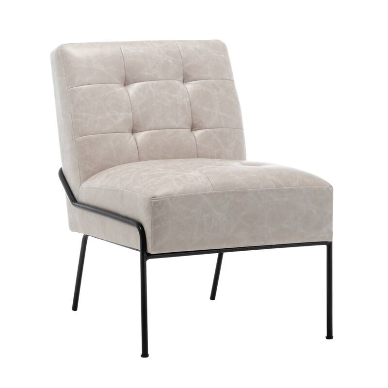 Carbon Loft Hofstetler Armless Accent Chair - Ivory Faux Leather Pintuck