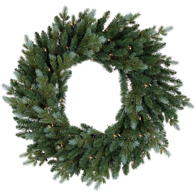 Pre-Lit Blue Spruce Artificial Christmas Wreath 36-Inch Clear Lights - 36"