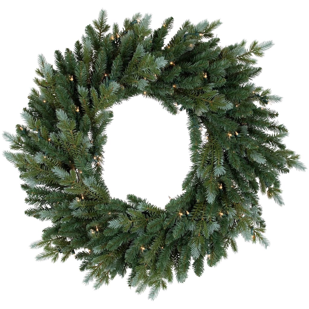 Pre-Lit Blue Spruce Artificial Christmas Wreath 36-Inch Clear Lights - 36"