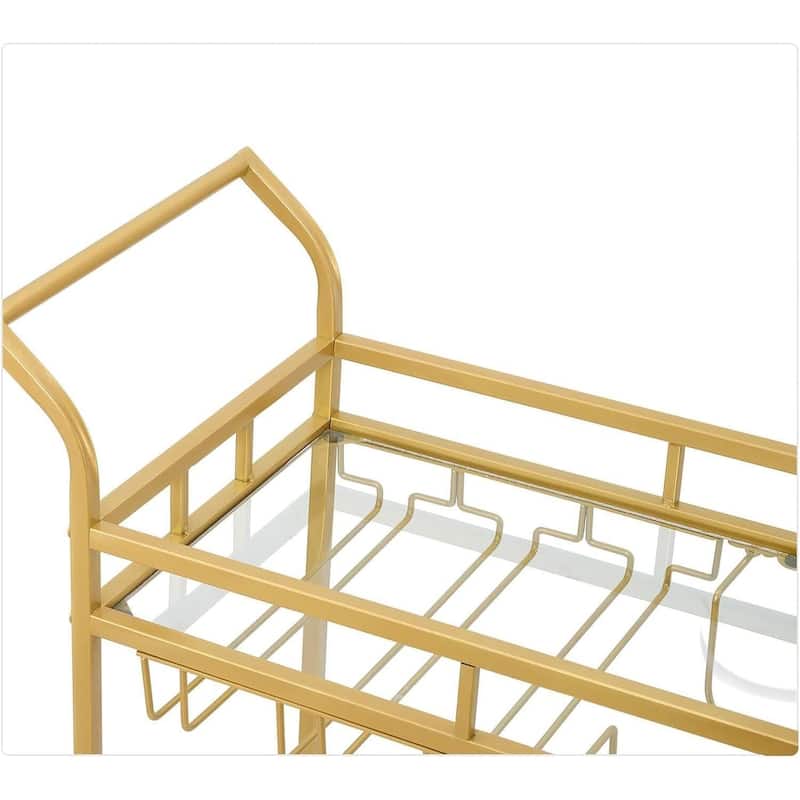 Bar Cart, Home Bar Serving Cart, Wine Cart with 2 Mirrored Shelves