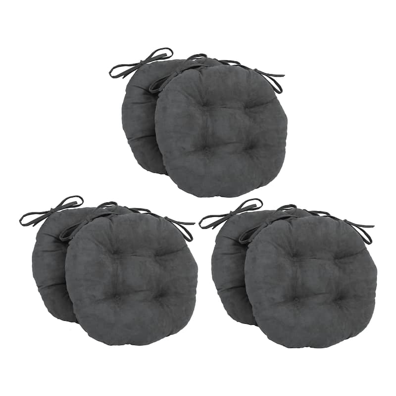 16-inch Round Indoor Microsuede Chair Cushions (Set of 2, 4, or 6) - Set of 6 - Steel Grey