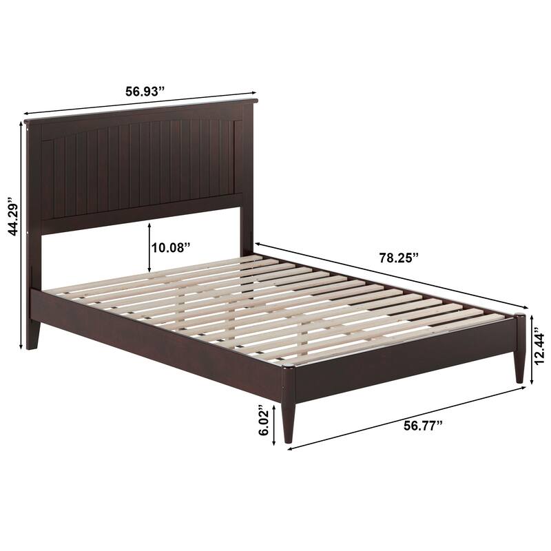 Naples Full Solid Wood Low Profile Platform Bed in Espresso