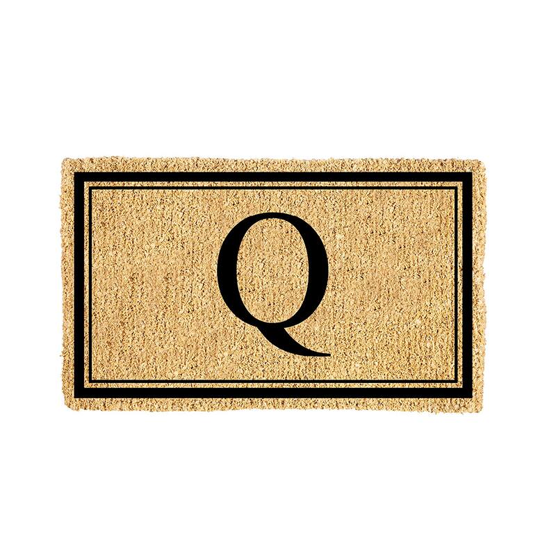 28 in. x 16 in. Monogram Coir Mat, Letter "Q"