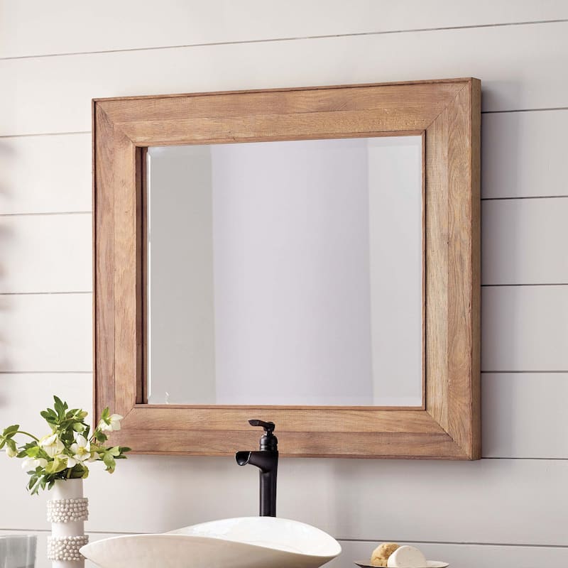 Vintner's Reclaimed Wood Rectangular Wall Mirror - 29 x 33 x 1.5 - Chardonnay