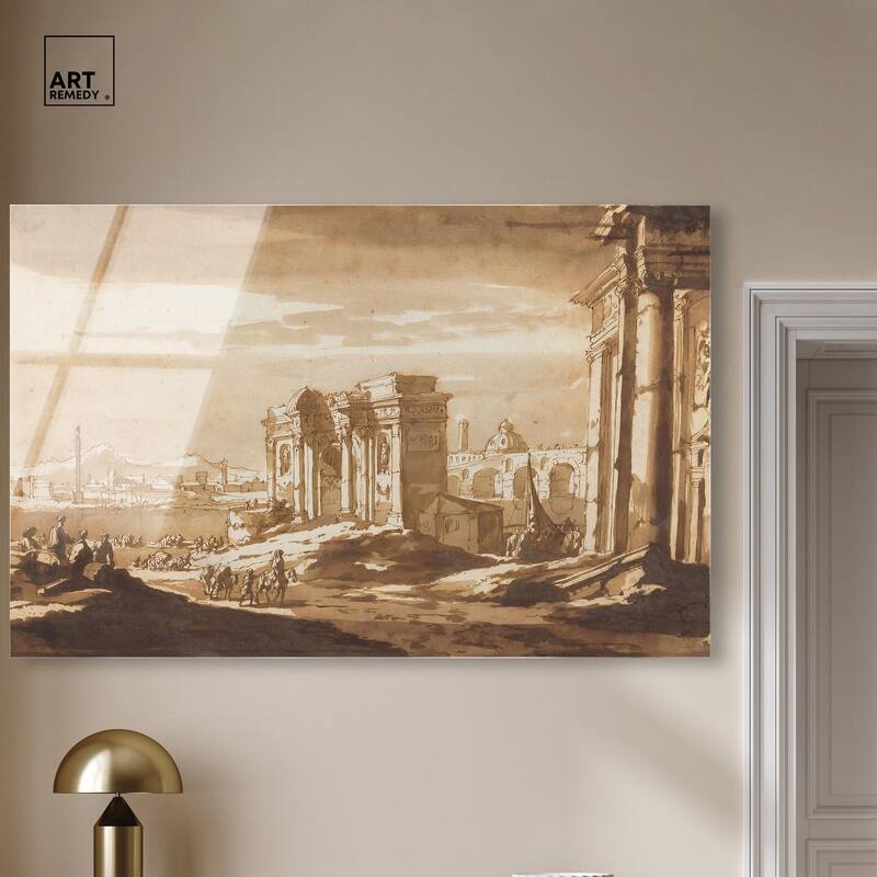 Capriccio View of Roman Ruins Acrylic by Art Remedy, Ready to Hang