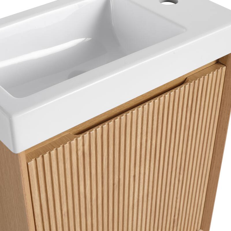 GDFStudio - Helsinki 18.5" Modern Wall-Mounted Bathroom Vanity Set with Resin Sink, Soft Closing Door & Antirust Hardware