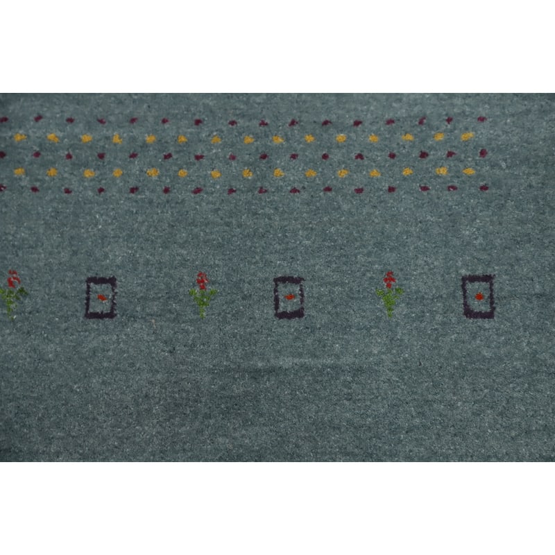 Hand Knotted Oriental 100% Wool Carpet Tribal Tribal Navy Blue & Blues Gabbeh Area Rug - 9' 10'' X 8' 0''