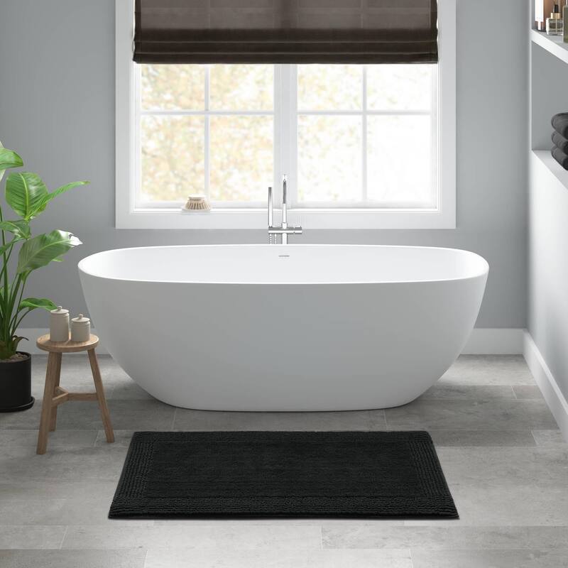 Cotton Tufted 3000 GSM Reversible Bath Rug - 24x44" - Black