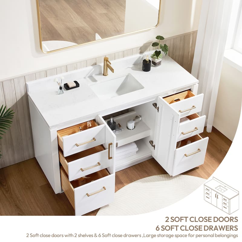 San Single Bath Vanity with Composite Stone Top without Mirror