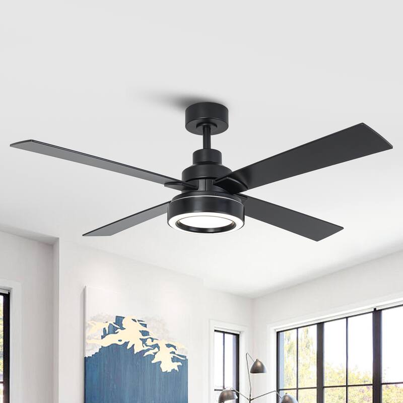 Vaczon 52" Nickel/ Black Modern 3CCT Indoor Ceiling Fan with Light and Remote