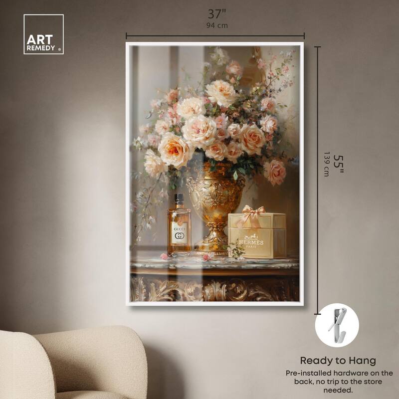 Classical Vase Tans and Floral Shadowbox by Art Remedy