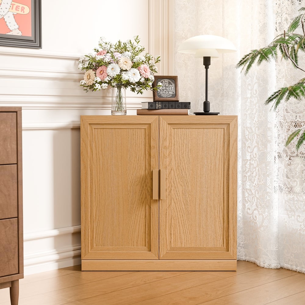 31"H Corner Sideboard Cabinet Free-Standing Corner Storage Organizer