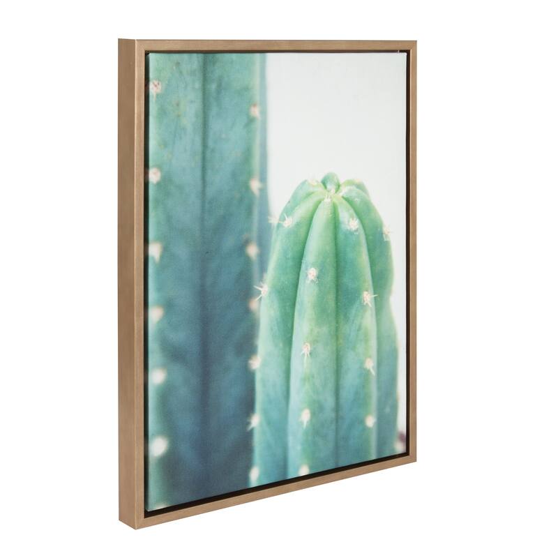 Kate and Laurel Sylvie Cactus 18x24 Gold Framed Canvas Wall Art by F2 Images