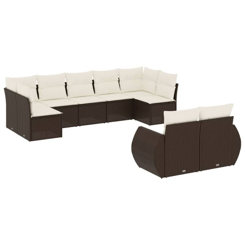 vidaXL Patio Sofa Set with Cushions Outdoor Conversation Furniture Poly Rattan