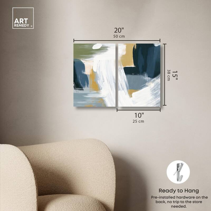 Textured Greens III Canvas Set of 2 by Art Remedy, Gallery Wrapped