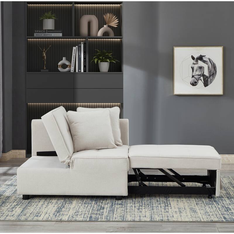 4-in-1 Sofa Bed - Convertible Recliner with Wood Frame