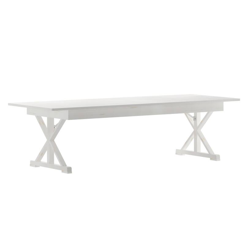 9' x 40" Rectangular Antique Rustic Solid Pine Folding Dining Table