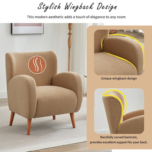 Wingback Chair Accent Camel Club Chair Reading Lounge Sofa Seating
