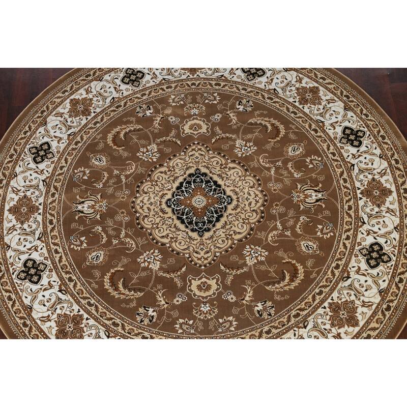 Traditional Brown Floral Oriental Tabriz Area Rug Turkish Carpet