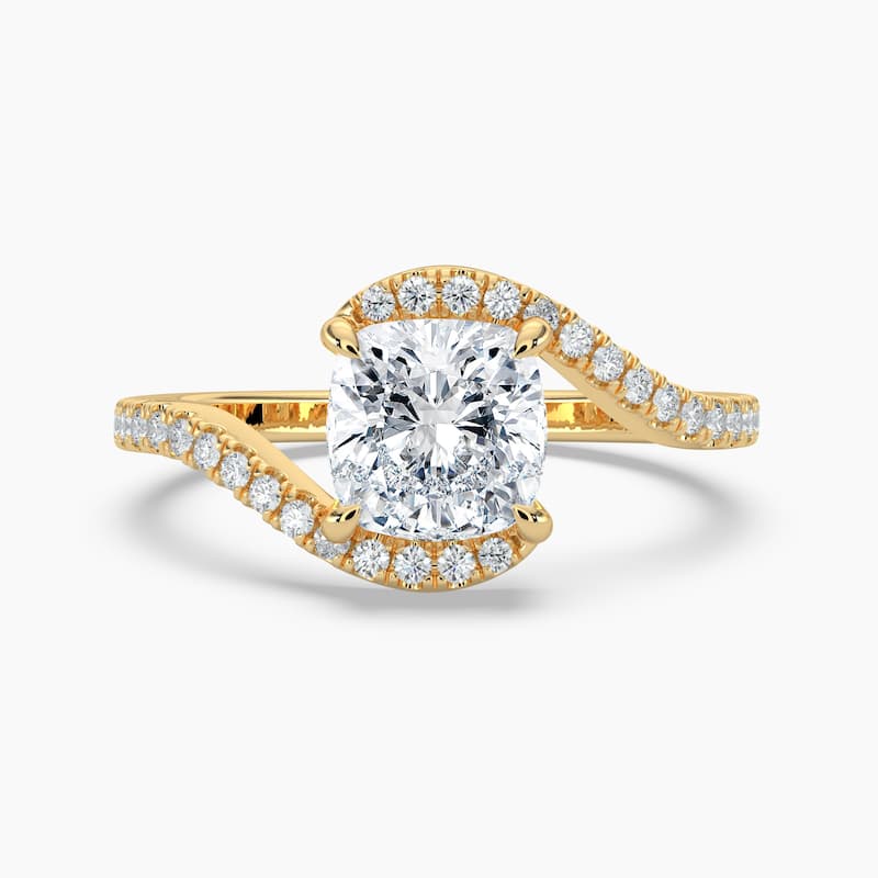 Auriya 14k Gold Cushion Lab Grown Diamond Bypass Engagement Ring 1.00 to 5.00 ct. tw. (F-G, VS) - 5.00 carats - Yellow - 7.5