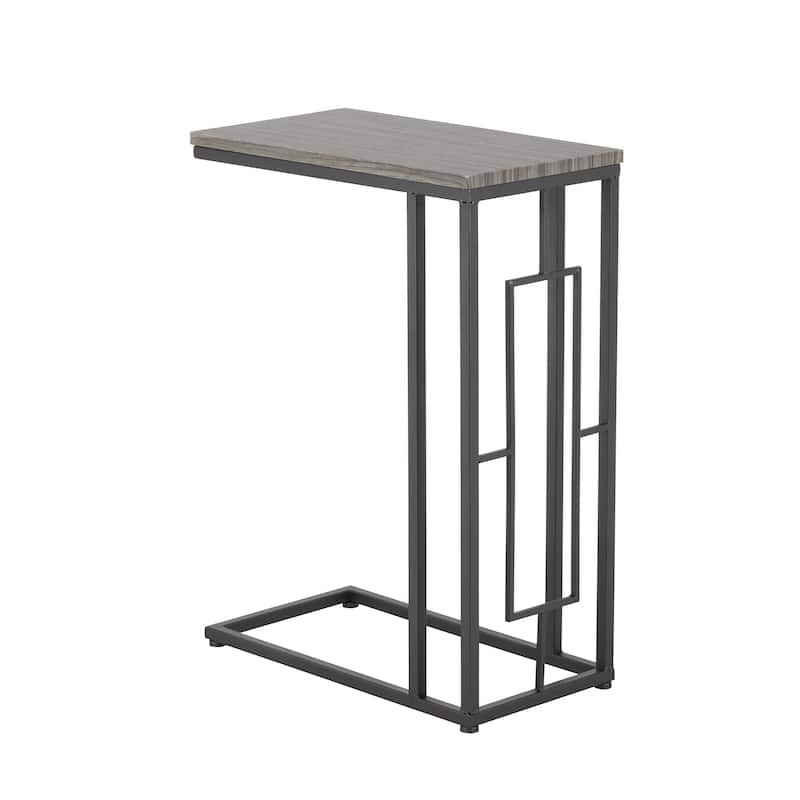 Metal C-Shaped Accent Table with Black Metal Base - Roche River Decor