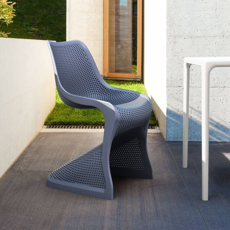 33.5" Charcoal Gray Outdoor Patio Dining Chair
