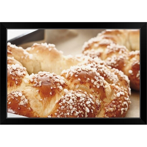 "Bread with sugar on baking tray" Black Framed Print