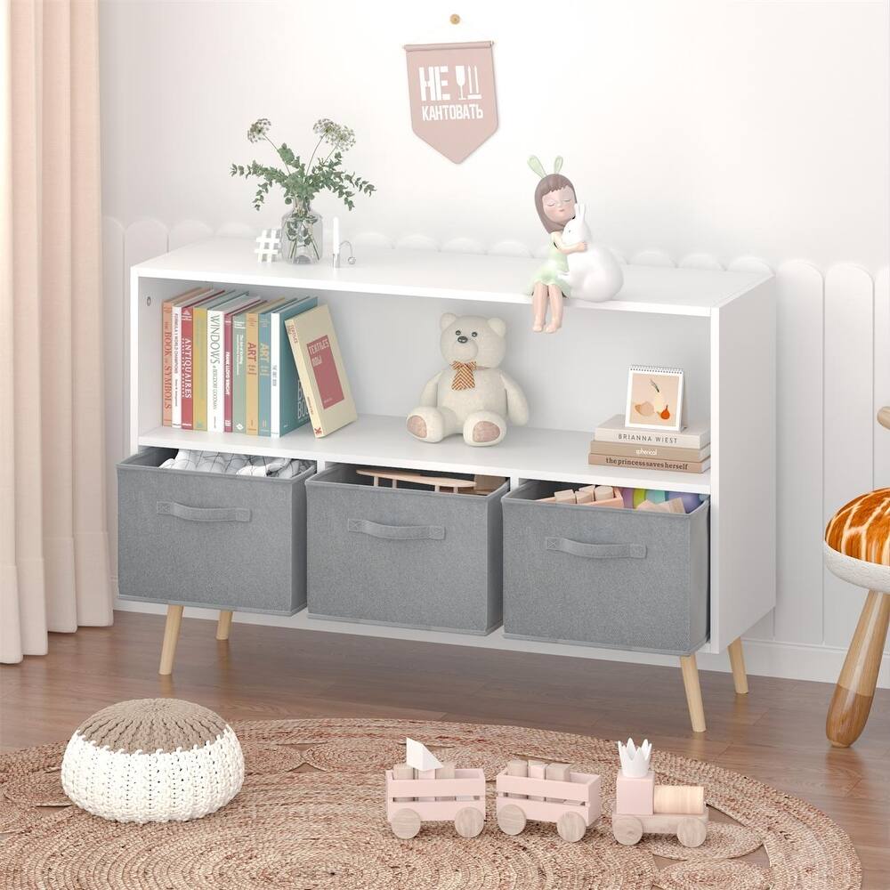 Kids Bookshelf and Storage Bookcase,Open Bookshelf and Toy Organizer Cabinet