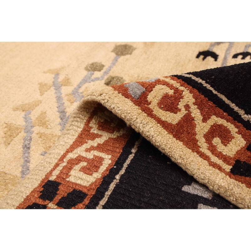 ECARPETGALLERY Hand-knotted Kathmandu Light Khaki Wool Rug - 8'7 x 11'6