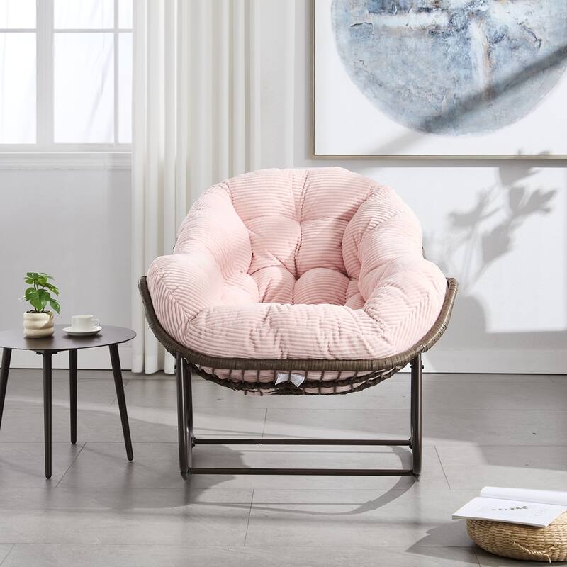 Rocker Recliner Chair Rattan Rocking Chair with Padded Cushion
