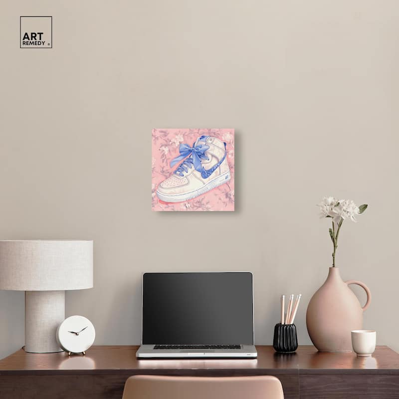 Blue Bow Sneaker Canvas by Art Remedy, Gallery Wrapped