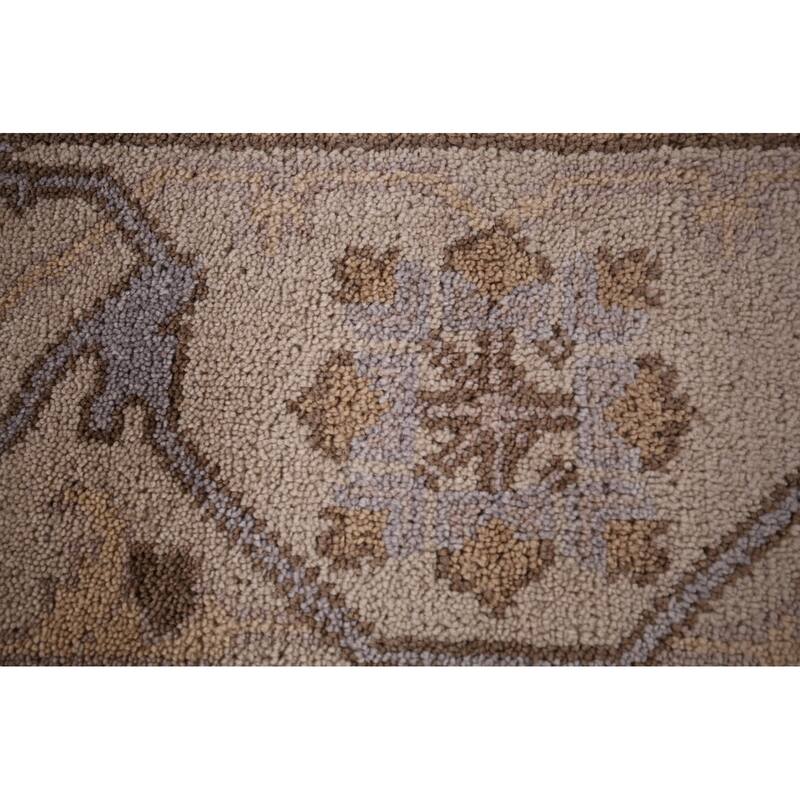 Gray Oushak Indian Area Rug Handmade Transitional Wool Carpet - 8'1"x 9'10"