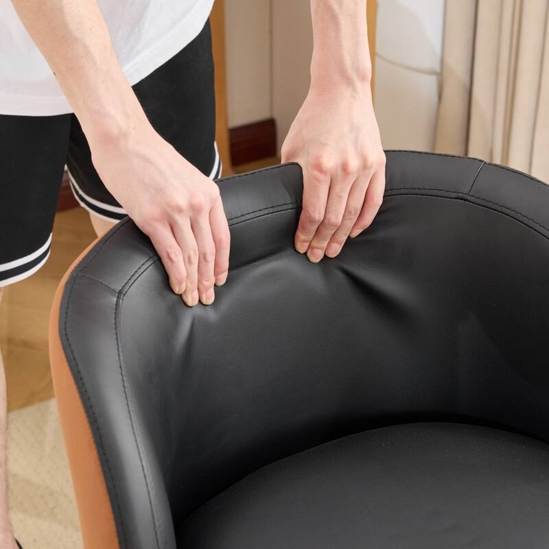 Modern PU Swivel Chair Armless Adjustable Rolling Office Desk Chair with Wheels and Backrest Support - N/A