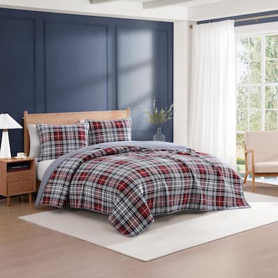 Tommy Hilfiger Collegiate Tartan Cotton Blue Quilt Set