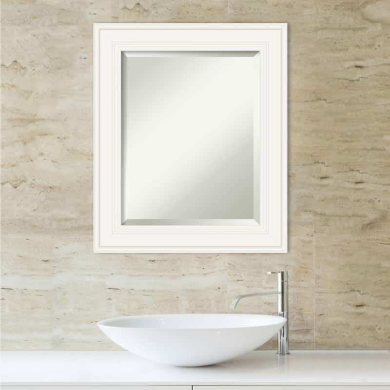 Beveled Bathroom Wall Mirror - Ridge White Frame - Ridge White