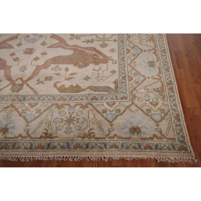 Earth Tone Oushak Indian Area Rug Handmade Oriental Wool Carpet - 7'11"x 10'0"