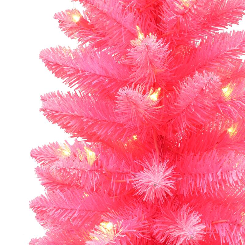 Puleo International 3 ft. Pre-lit Fashion Pink Artificial Christmas Tree