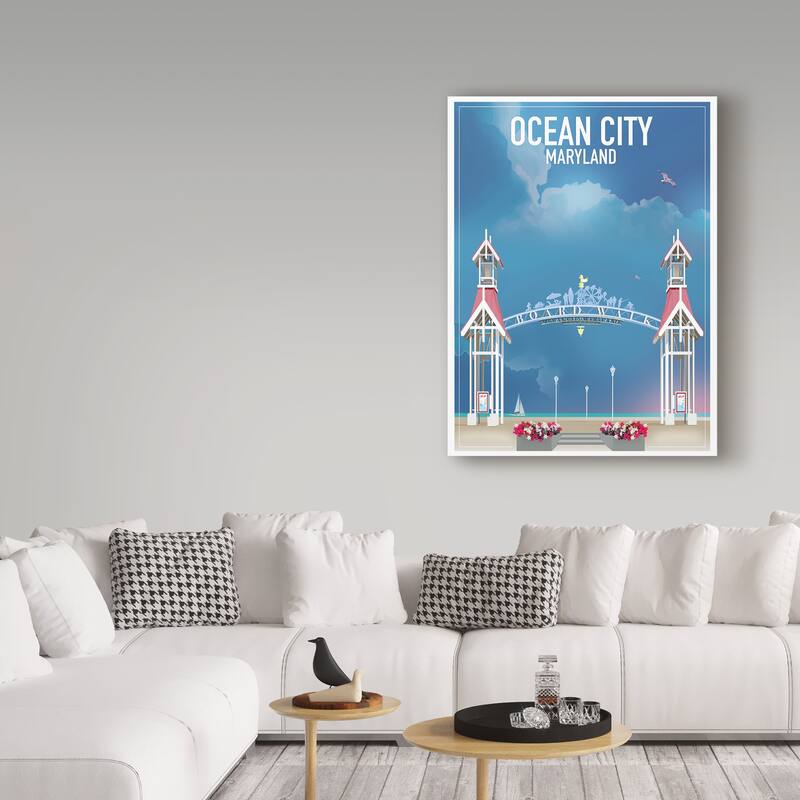 Old Red Truck 'Ocean City Maryland' Canvas Art